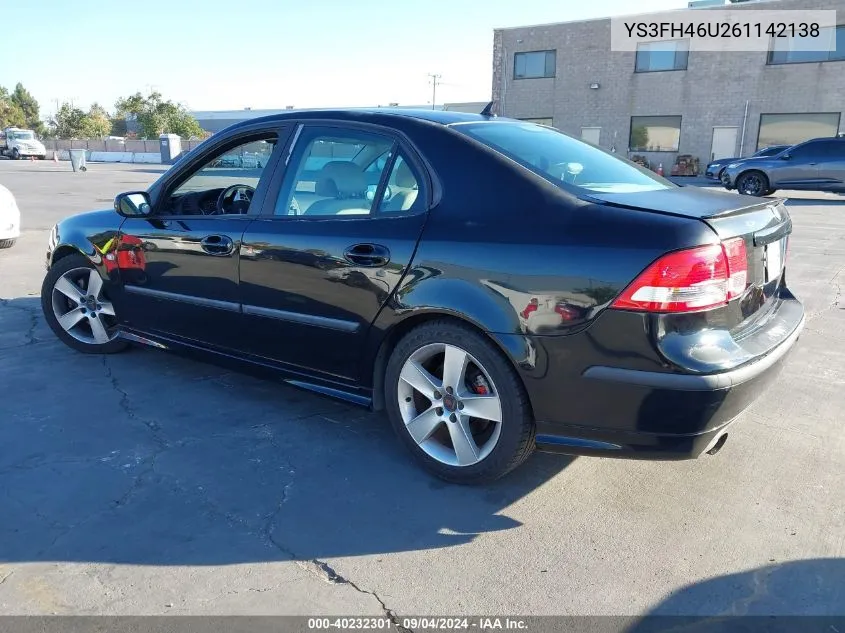 2006 Saab 9-3 Aero VIN: YS3FH46U261142138 Lot: 40232301