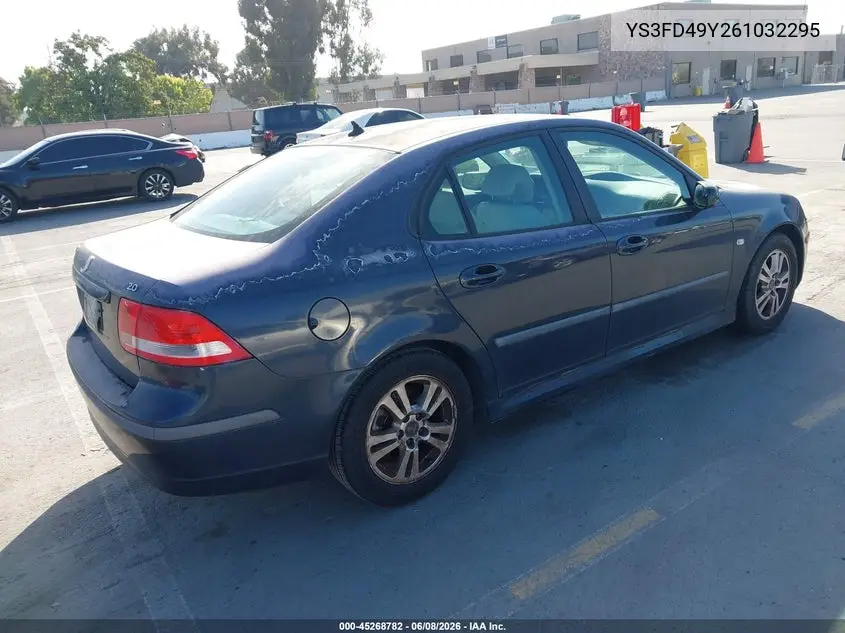 2006 Saab 9-3 2.0T VIN: YS3FD49Y261032295 Lot: 45268782