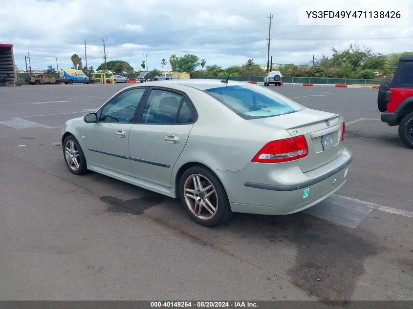 2007 Saab 9-3 2.0T VIN: YS3FD49Y471138426 Lot: 40149264