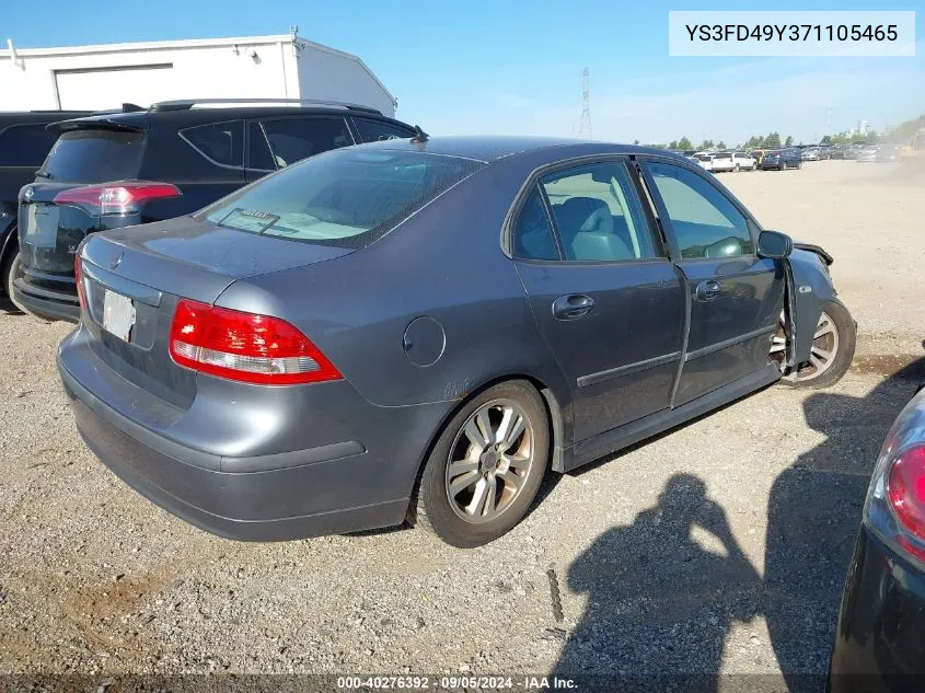 2007 Saab 9-3 2.0T VIN: YS3FD49Y371105465 Lot: 40276392