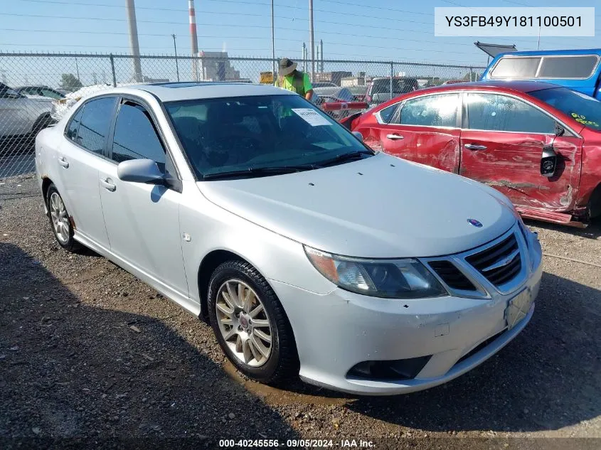 2008 Saab 9-3 2.0T VIN: YS3FB49Y181100501 Lot: 40245556