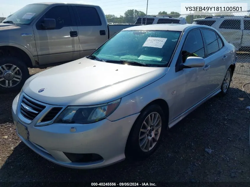 2008 Saab 9-3 2.0T VIN: YS3FB49Y181100501 Lot: 40245556