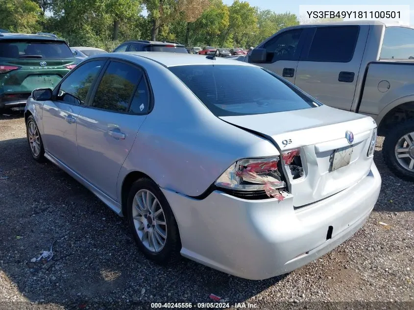 2008 Saab 9-3 2.0T VIN: YS3FB49Y181100501 Lot: 40245556