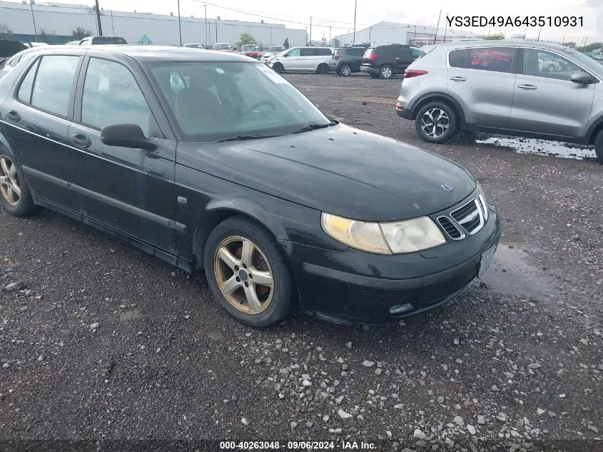 2004 Saab 9-5 Arc VIN: YS3ED49A643510931 Lot: 40263048