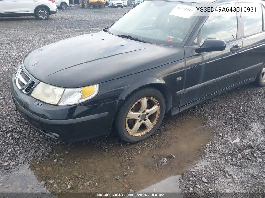 2004 Saab 9-5 Arc VIN: YS3ED49A643510931 Lot: 40263048