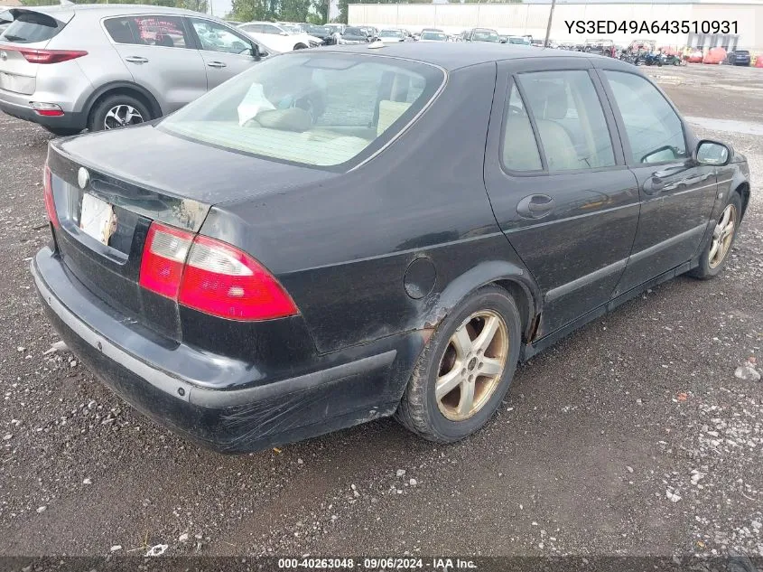 2004 Saab 9-5 Arc VIN: YS3ED49A643510931 Lot: 40263048