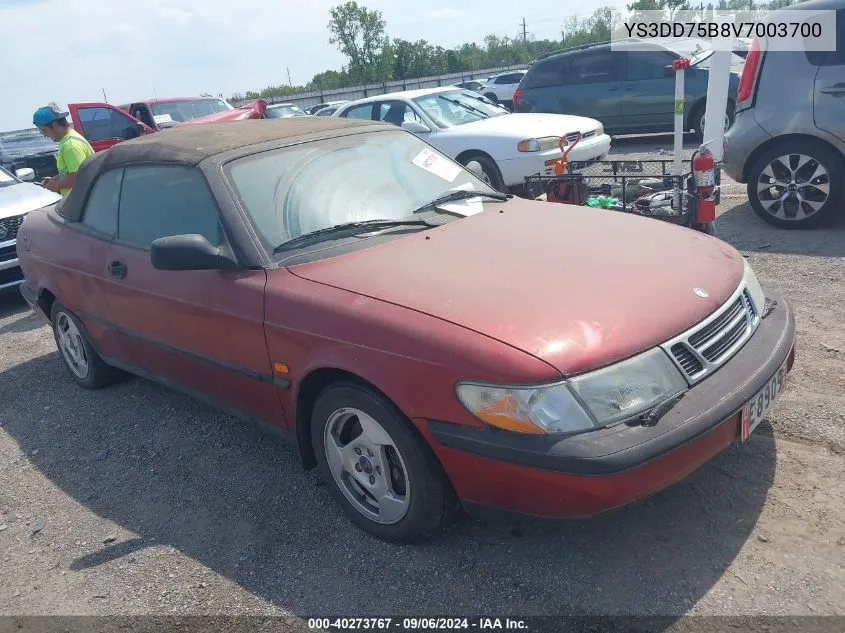 1997 Saab 900 S VIN: YS3DD75B8V7003700 Lot: 40273767