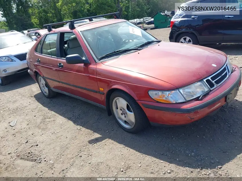 1998 Saab 900 Se VIN: YS3DF58NXW2016466 Lot: 45239407