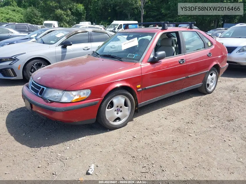 1998 Saab 900 Se VIN: YS3DF58NXW2016466 Lot: 45239407