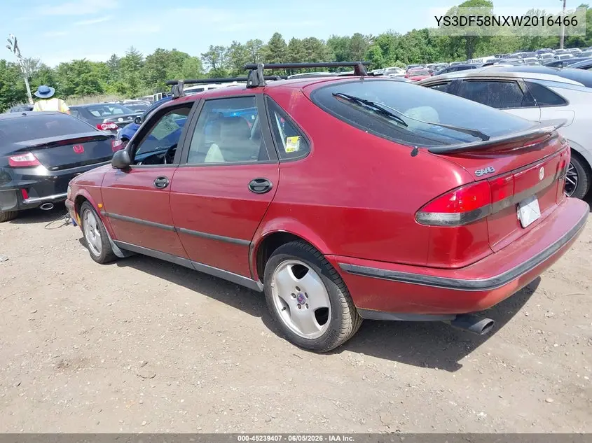 1998 Saab 900 Se VIN: YS3DF58NXW2016466 Lot: 45239407