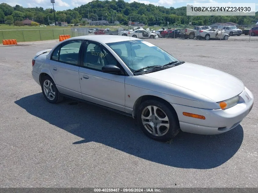 2000 Saturn Sl2 VIN: 1G8ZK5274YZ234930 Lot: 40259487