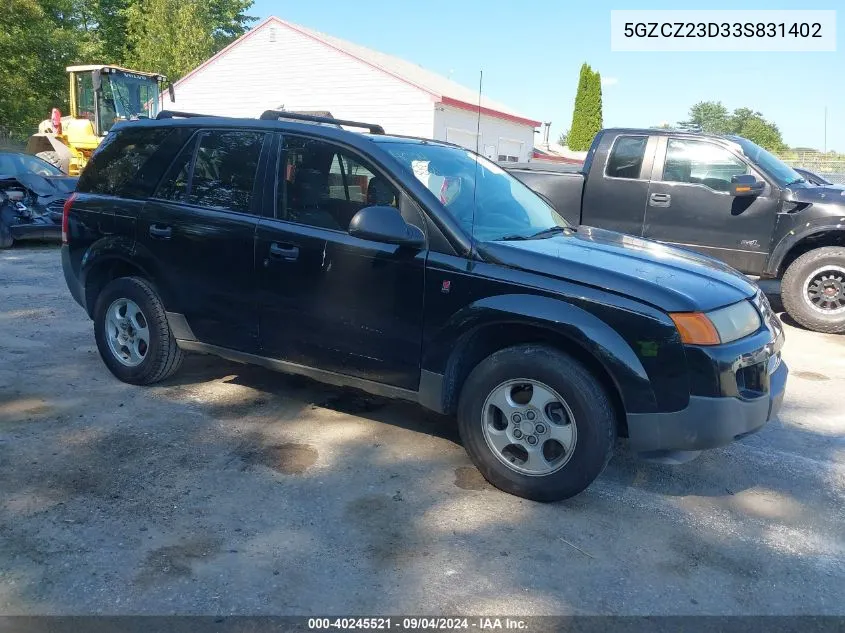 2003 Saturn Vue 4 Cyl VIN: 5GZCZ23D33S831402 Lot: 40245521