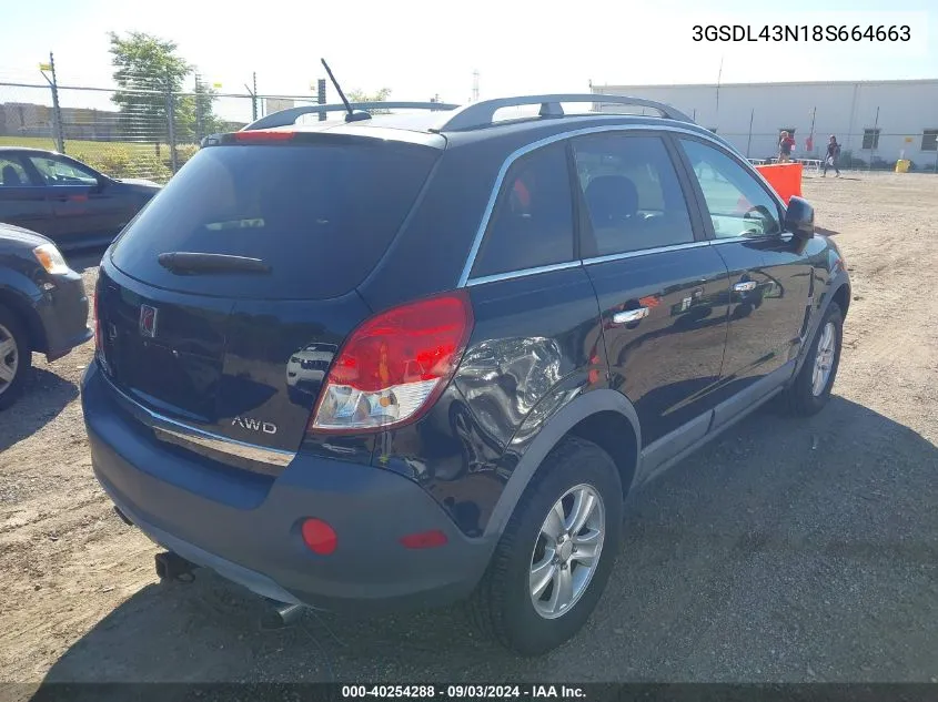 2008 Saturn Vue V6 Xe VIN: 3GSDL43N18S664663 Lot: 40254288