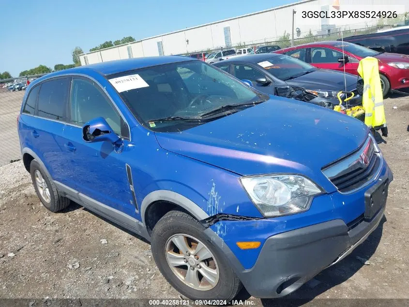 2008 Saturn Vue 4-Cyl Xe VIN: 3GSCL33PX8S524926 Lot: 40258121