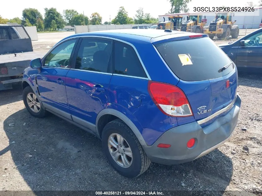 2008 Saturn Vue 4-Cyl Xe VIN: 3GSCL33PX8S524926 Lot: 40258121