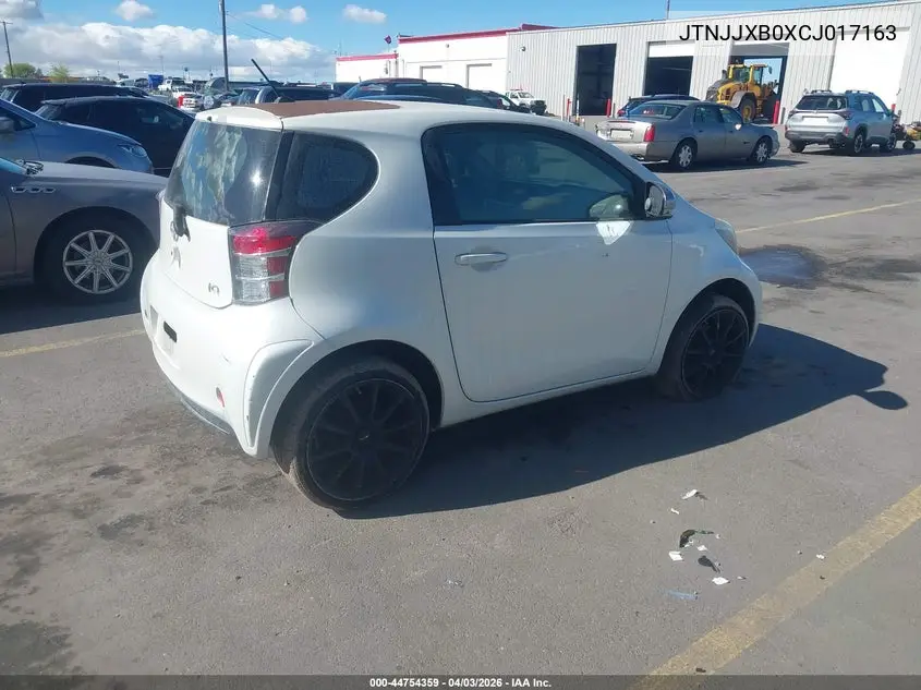 2012 Scion Iq VIN: JTNJJXB0XCJ017163 Lot: 44754359