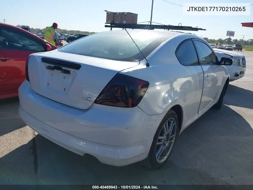 2007 Scion Tc VIN: JTKDE177170210265 Lot: 40489943