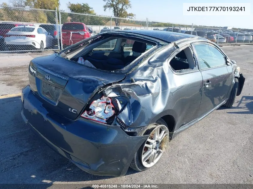 2007 Scion Tc VIN: JTKDE177X70193241 Lot: 40515248