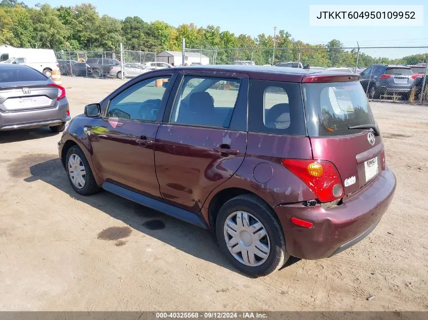 2005 Scion Xa VIN: JTKKT604950109952 Lot: 40325568