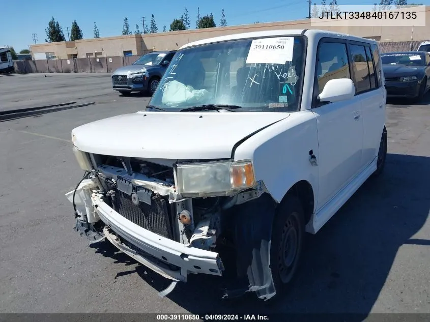 2004 Scion Xb VIN: JTLKT334840167135 Lot: 39110650