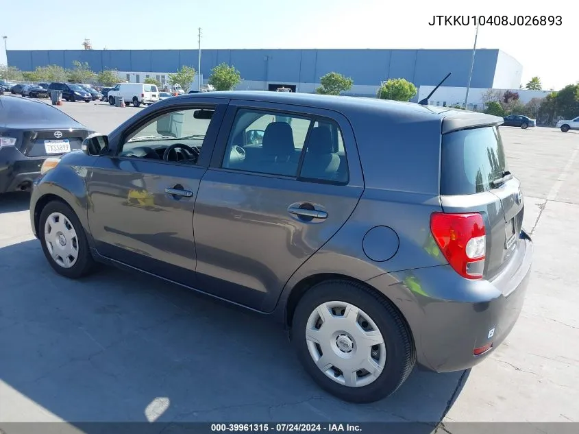 2008 Scion Xd VIN: JTKKU10408J026893 Lot: 39961315