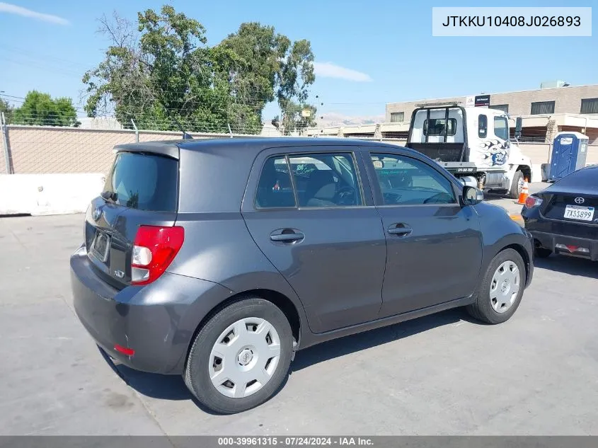 2008 Scion Xd VIN: JTKKU10408J026893 Lot: 39961315