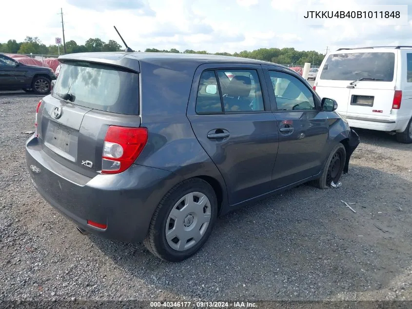 2011 Scion Xd VIN: JTKKU4B40B1011848 Lot: 40346177