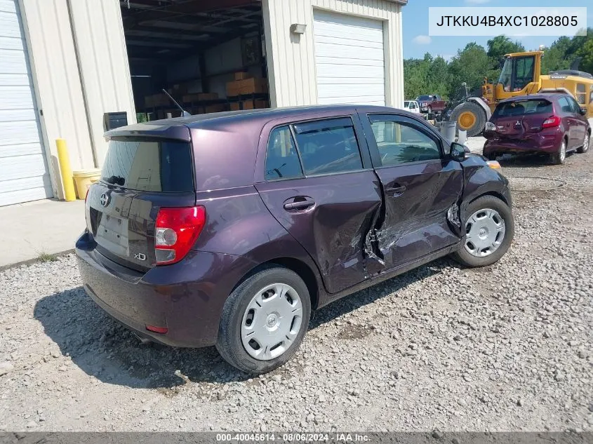 2012 Scion Xd VIN: JTKKU4B4XC1028805 Lot: 40045614