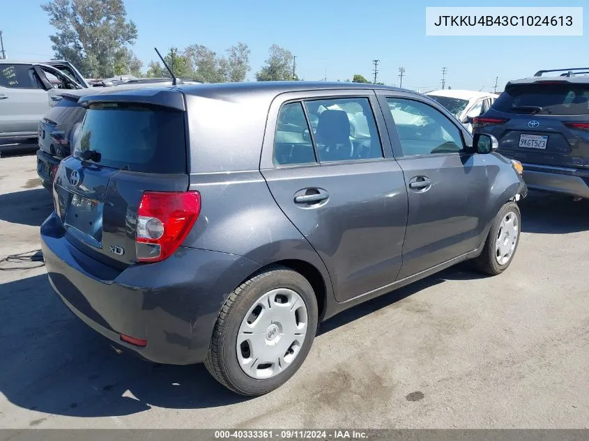 2012 Scion Xd VIN: JTKKU4B43C1024613 Lot: 40333361