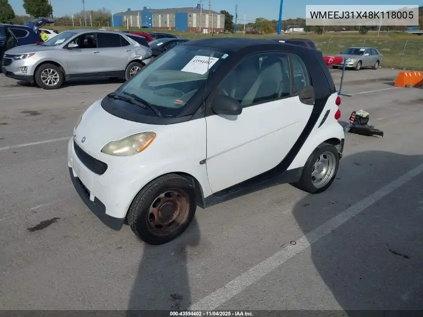 WMEEJ31X48K118005 2008 Smart Fortwo Passion/Pure