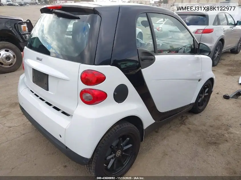 WMEEJ31X88K122977 2008 Smart Fortwo Passion/Pure