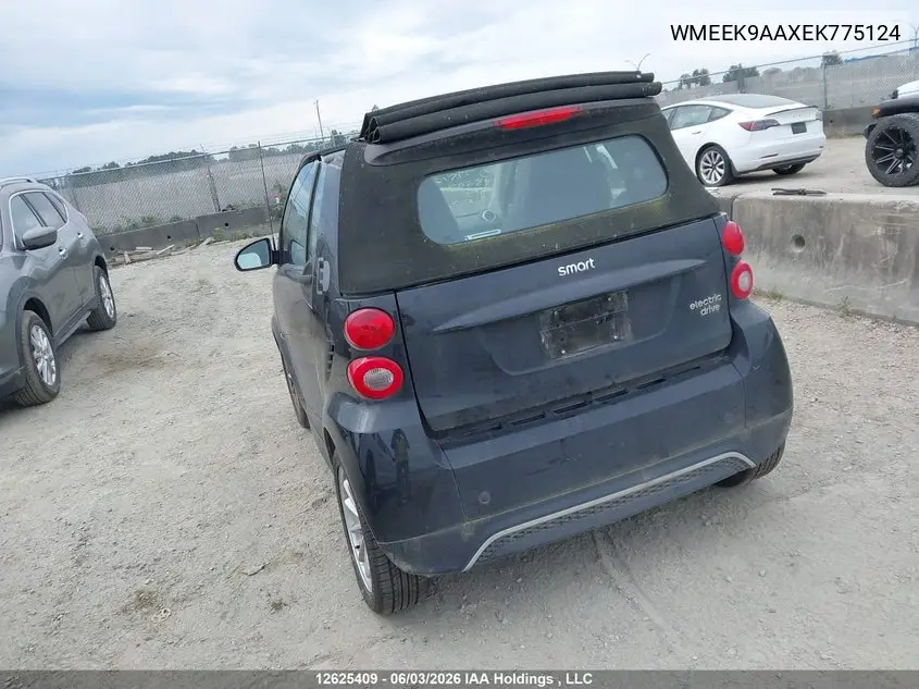 2014 Smart Fortwo VIN: WMEEK9AAXEK775124 Lot: 12625409