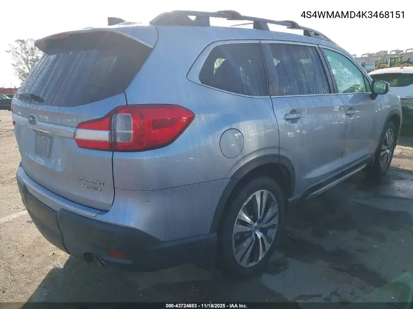 4S4WMAMD4K3468151 2019 Subaru Ascent Limited