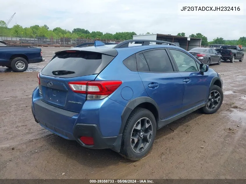 JF2GTADCXJH232416 2018 Subaru Crosstrek 2.0I Premium