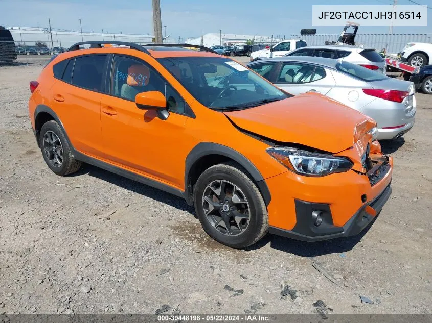 JF2GTACC1JH316514 2018 Subaru Crosstrek 2.0I Premium