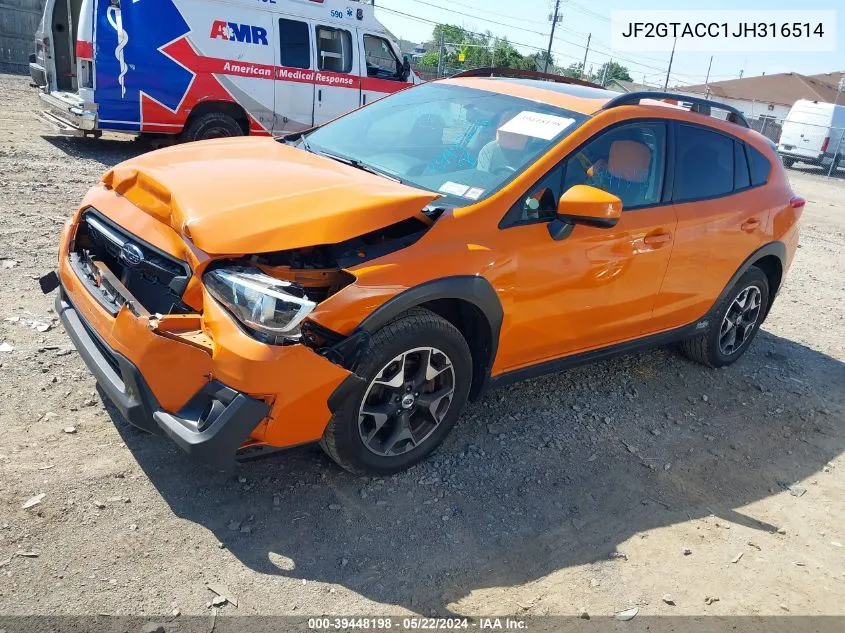 JF2GTACC1JH316514 2018 Subaru Crosstrek 2.0I Premium