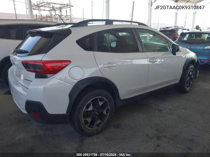 JF2GTAAC0K9310847 2019 Subaru Crosstrek 2.0I