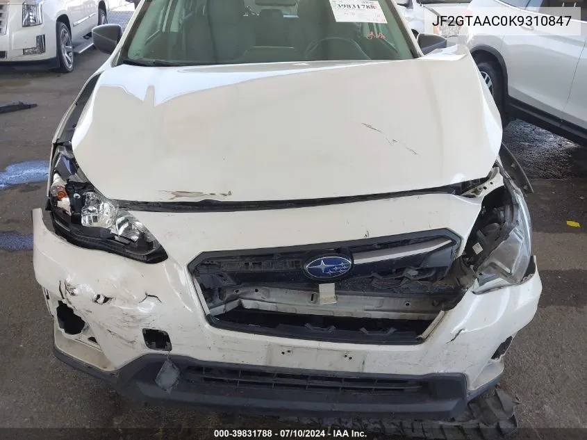 JF2GTAAC0K9310847 2019 Subaru Crosstrek 2.0I