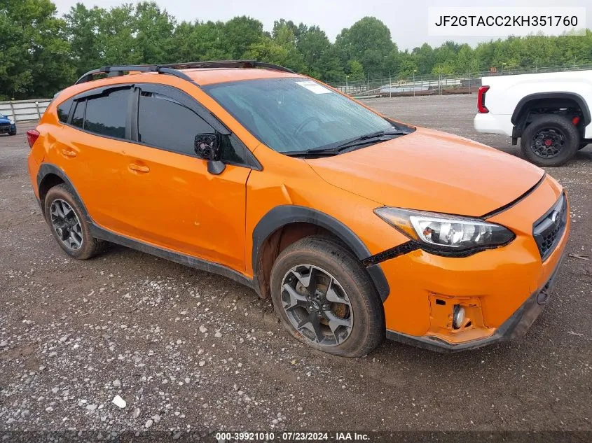 JF2GTACC2KH351760 2019 Subaru Crosstrek 2.0I Premium