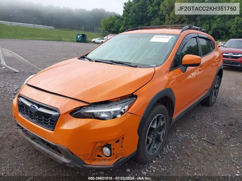 JF2GTACC2KH351760 2019 Subaru Crosstrek 2.0I Premium