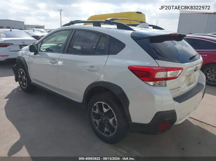 JF2GTAEC8K8322972 2019 Subaru Crosstrek 2.0I Premium