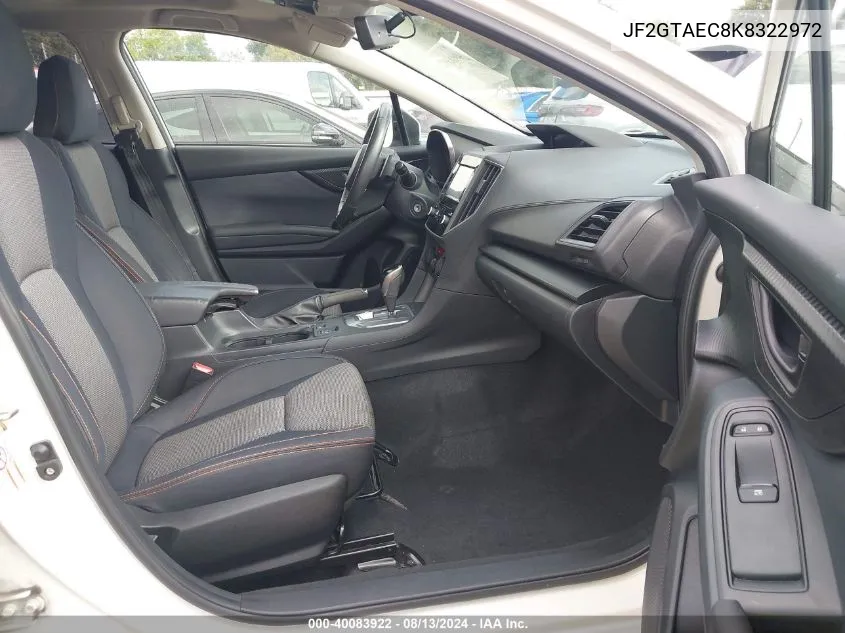 JF2GTAEC8K8322972 2019 Subaru Crosstrek 2.0I Premium