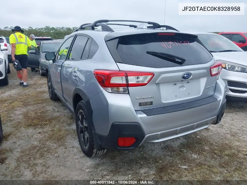 JF2GTAEC0K8328958 2019 Subaru Crosstrek 2.0I Premium