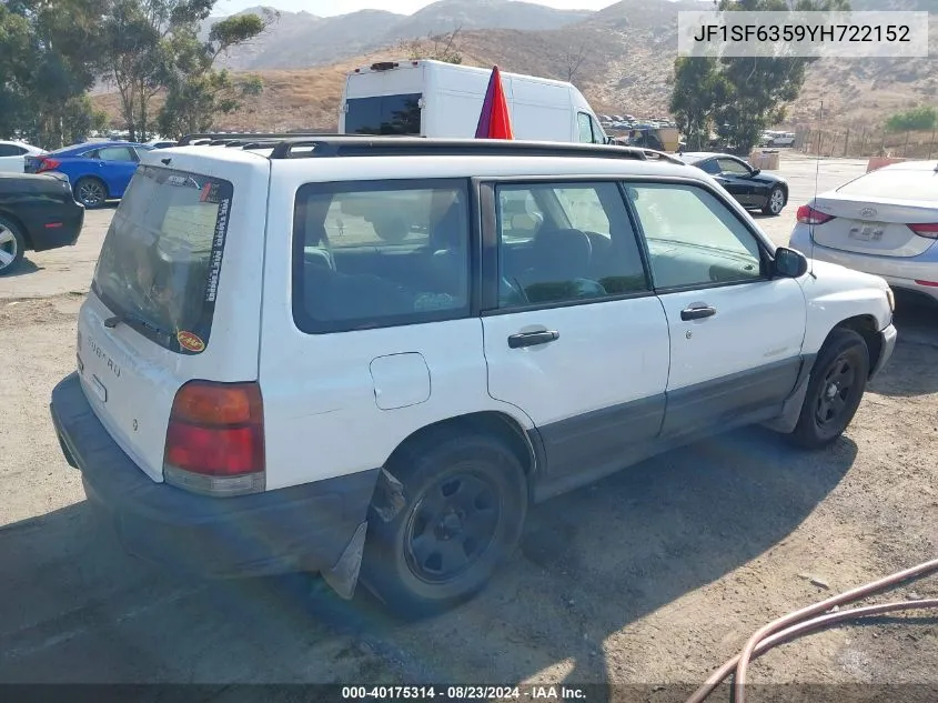 2000 Subaru Forester L VIN: JF1SF6359YH722152 Lot: 40175314