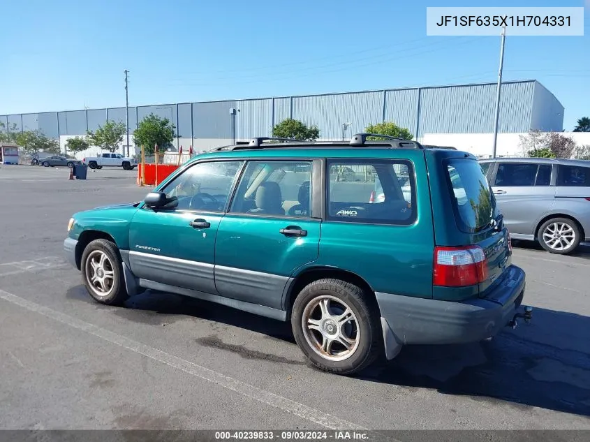 2001 Subaru Forester L VIN: JF1SF635X1H704331 Lot: 40239833