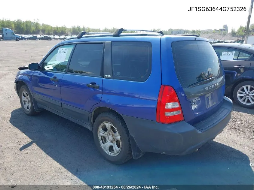 2004 Subaru Forester 2.5X VIN: JF1SG63644G752326 Lot: 40193254