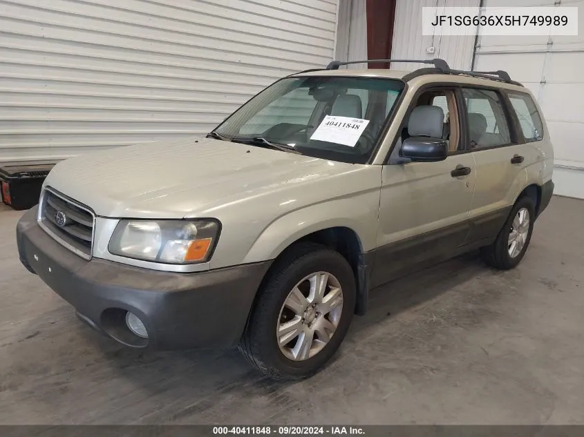 2005 Subaru Forester 2.5X VIN: JF1SG636X5H749989 Lot: 40411848