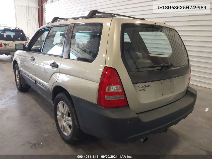 2005 Subaru Forester 2.5X VIN: JF1SG636X5H749989 Lot: 40411848