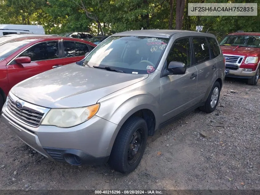 2010 Subaru Forester 2.5X VIN: JF2SH6AC4AH752835 Lot: 40215296