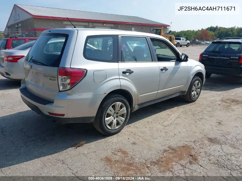 2010 Subaru Forester 2.5X VIN: JF2SH6AC4AH711671 Lot: 40361809